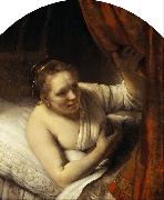 REMBRANDT Harmenszoon van Rijn A young Woman in Bed 9mk33) oil painting on canvas